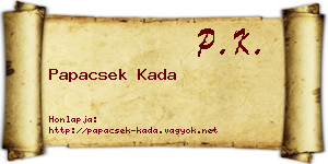 Papacsek Kada névjegykártya
